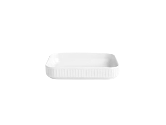 Pillivuyt Plissé Fad, rektangulært 18 x 12 cm, Hvid