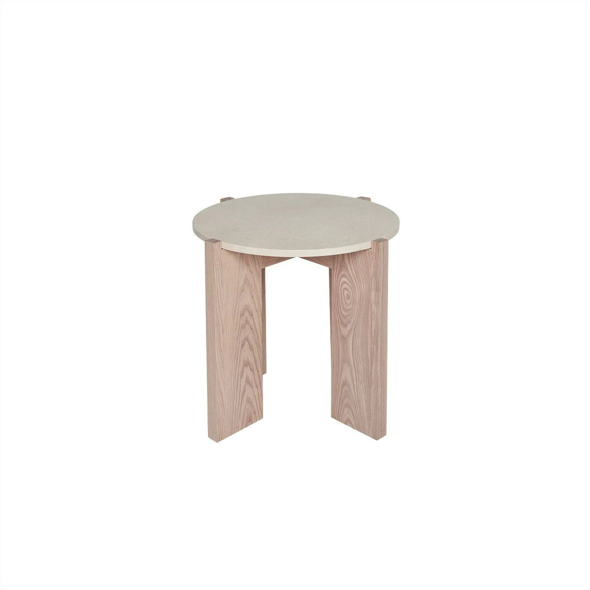 Lune | Sidebord, marmor og ask, Ø 50 cm