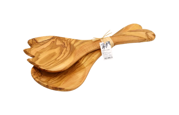 Salatsæt bred | Oliventræ 26 cm.