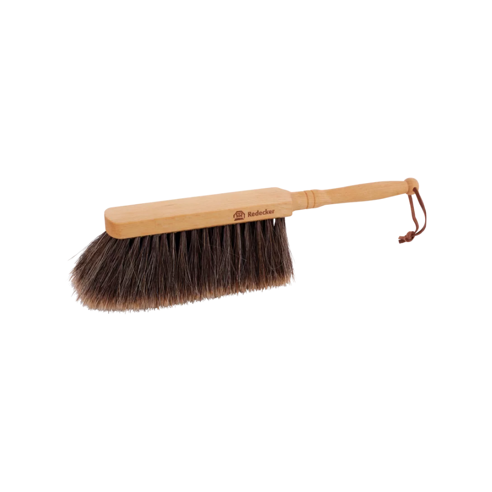 Håndfejekost i brunt hestehår, 30cm