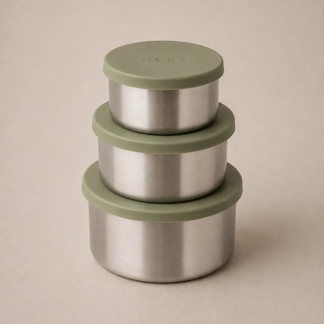Haps rustfri stål bokse Olive, large, 3 stk.