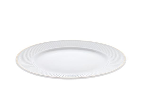 Pillivuyt Plissé Gold Tallerken flad Dia 22 cm Hvid/Mat guld