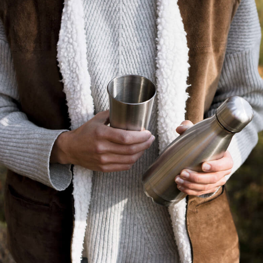 Pure termo drikkedunk i rustfrit stål fra Pulito fås i 3 størrelser