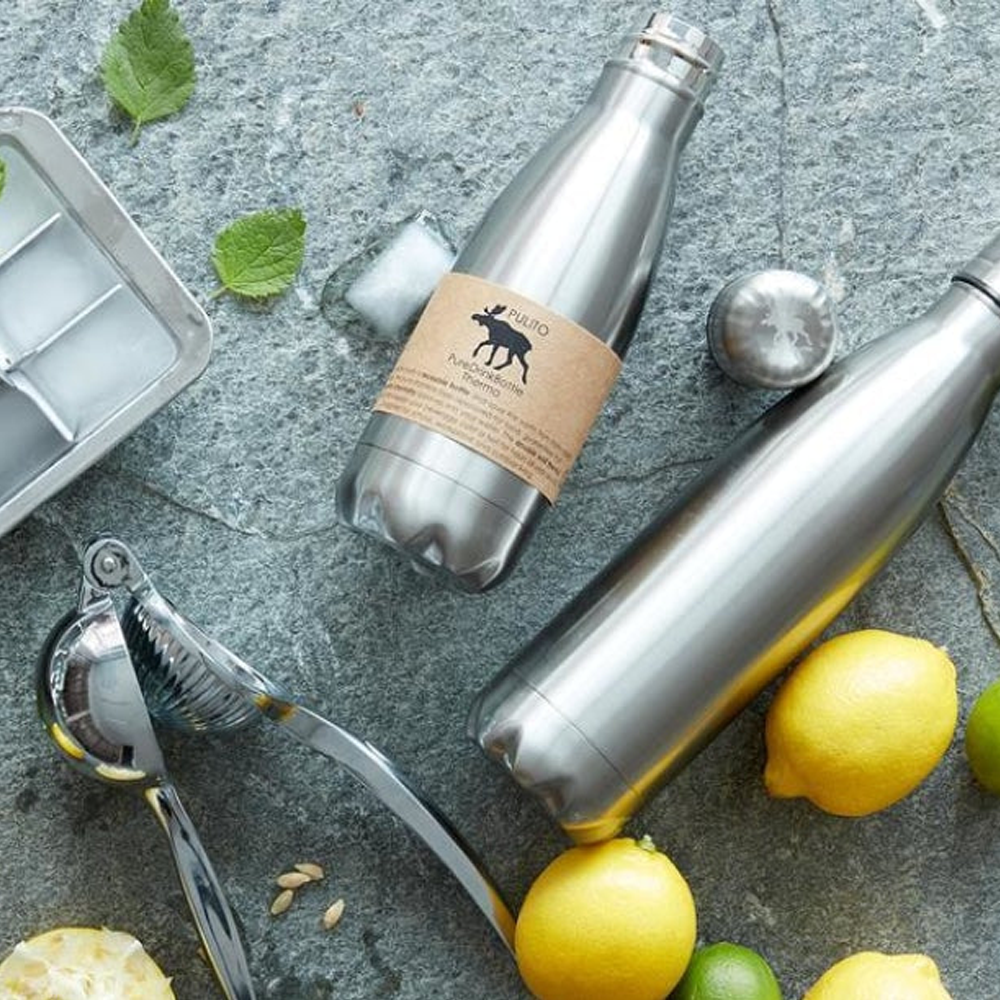 Pure termo drikkedunk i rustfrit stål fra Pulito fås i 3 størrelser
