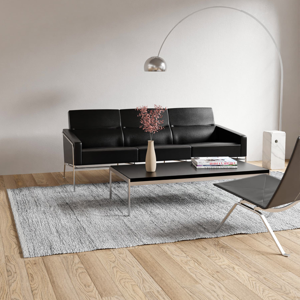 Rug Solid | Tæppe, læder, light grey