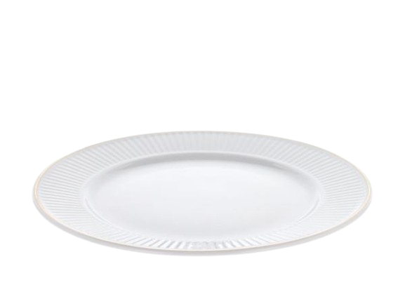 Pillivuyt Plissé Gold Tallerken, flad, Dia 28 cm, Hvid/Mat guld