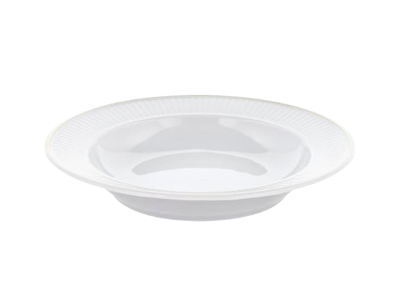 Pillivuyt Plissé Gold Tallerken, dyb, Dia 22 cm, Hvid/Mat guld