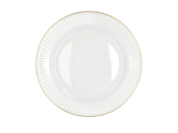 Pillivuyt Plissé Gold Tallerken, dyb, Dia 22 cm, Hvid/Mat guld