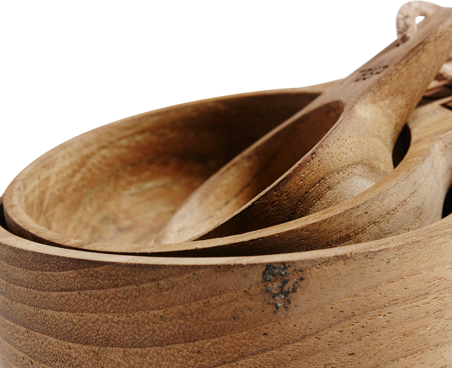 Måleske sæt med tre skeer, teaktræ