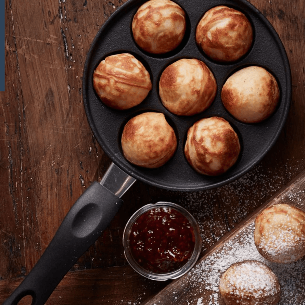 Æbleskivepande i støbejern