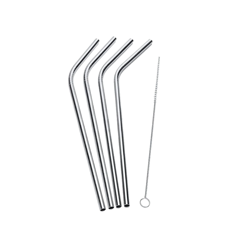 4 stk. Sugerør m. knæk i stål
