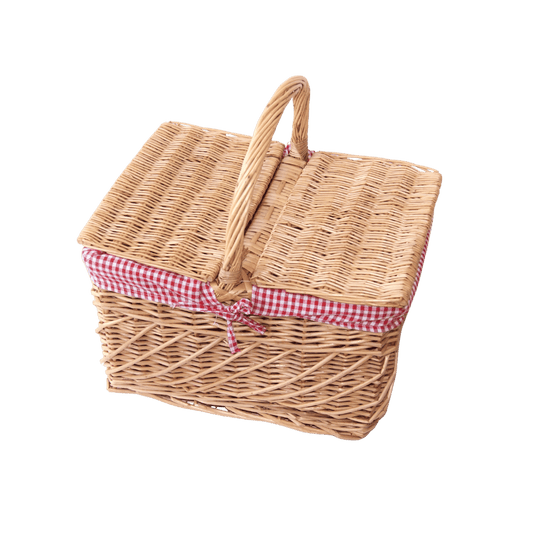 Klassisk picnickurv m. rødtern, rødpil L.41cm