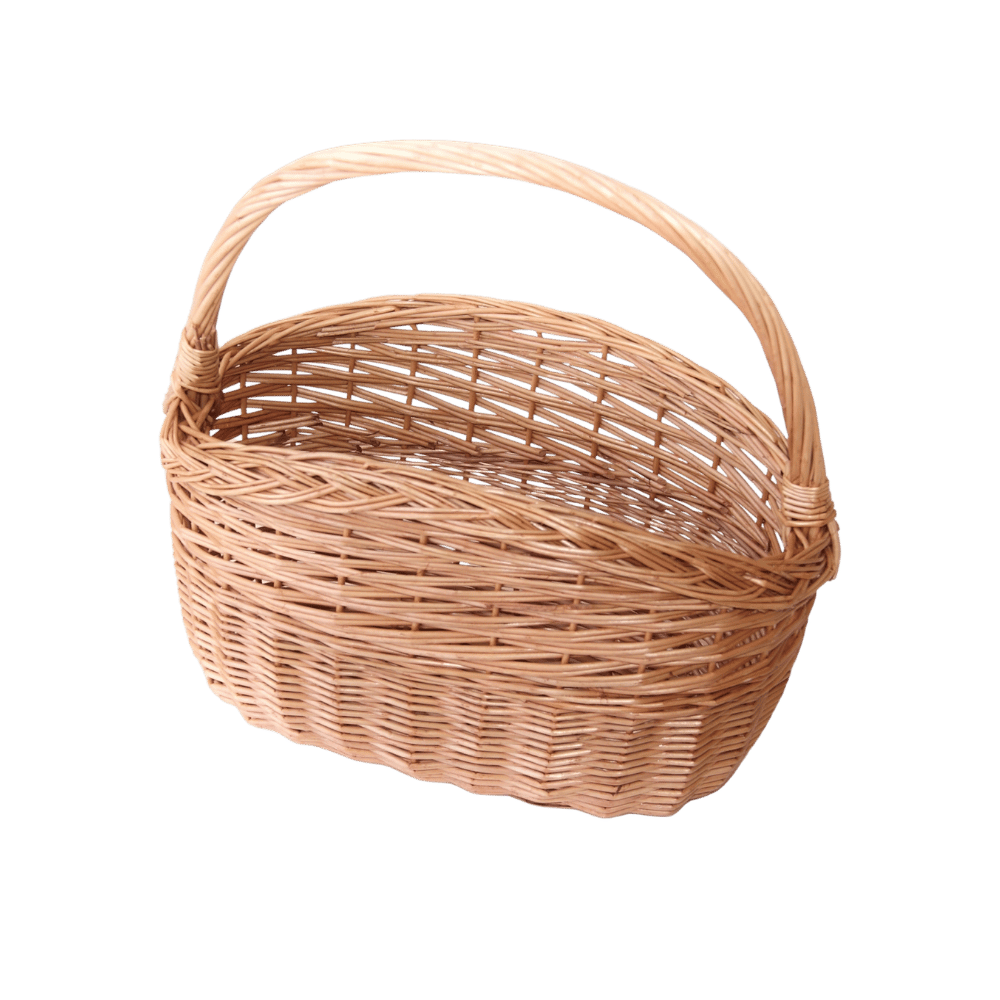 Oval bykurv i pileflet l. 40cm