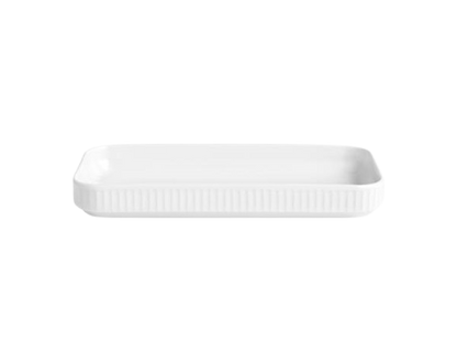 Pillivuyt Plissé Fad, rektangulært 24 x 12 cm, Hvid