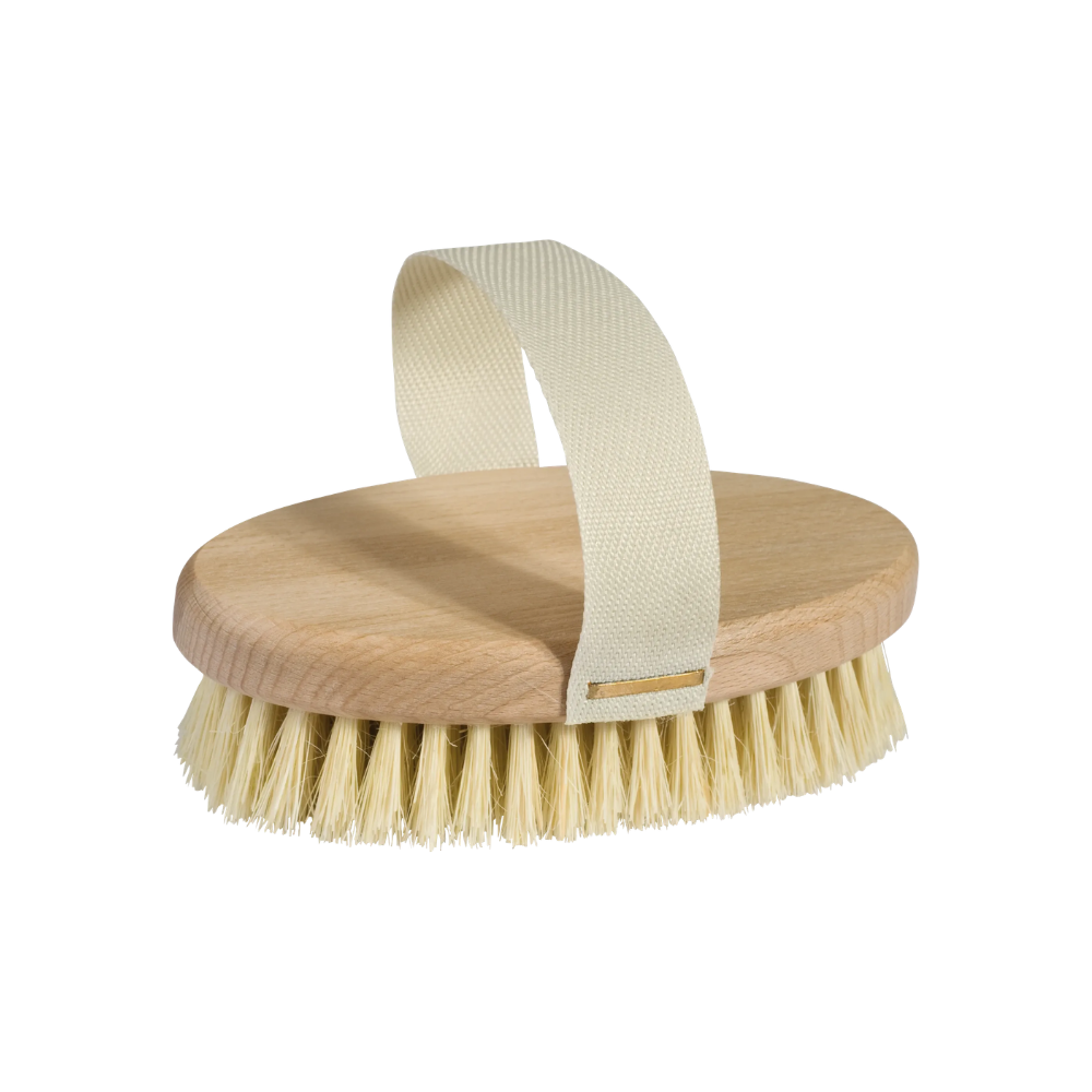 Oval massagebørste m. bomuldsrem, 13,5cm