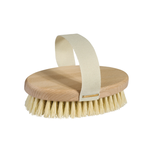Oval massagebørste m. bomuldsrem, 13,5cm