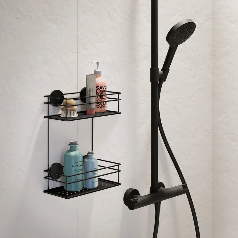 Enkel brusekurv, dobbelt sort el. krom, h. 32cm