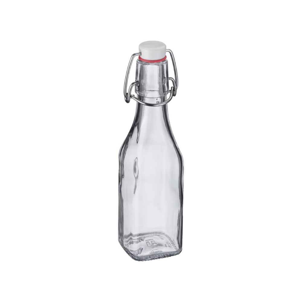Glasflaske m. patentlåg 250ml.