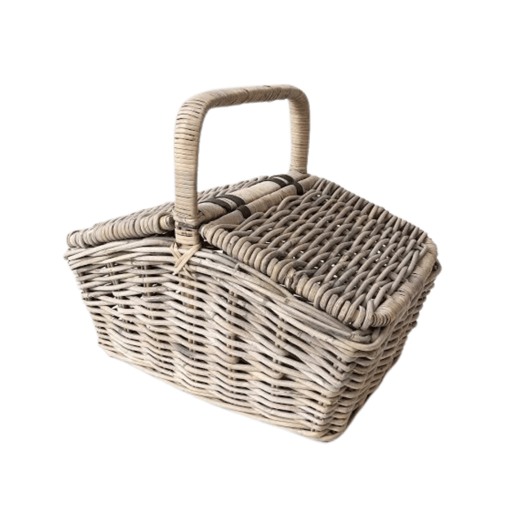 aafod Picnickurv i grå rattan L. 46cm