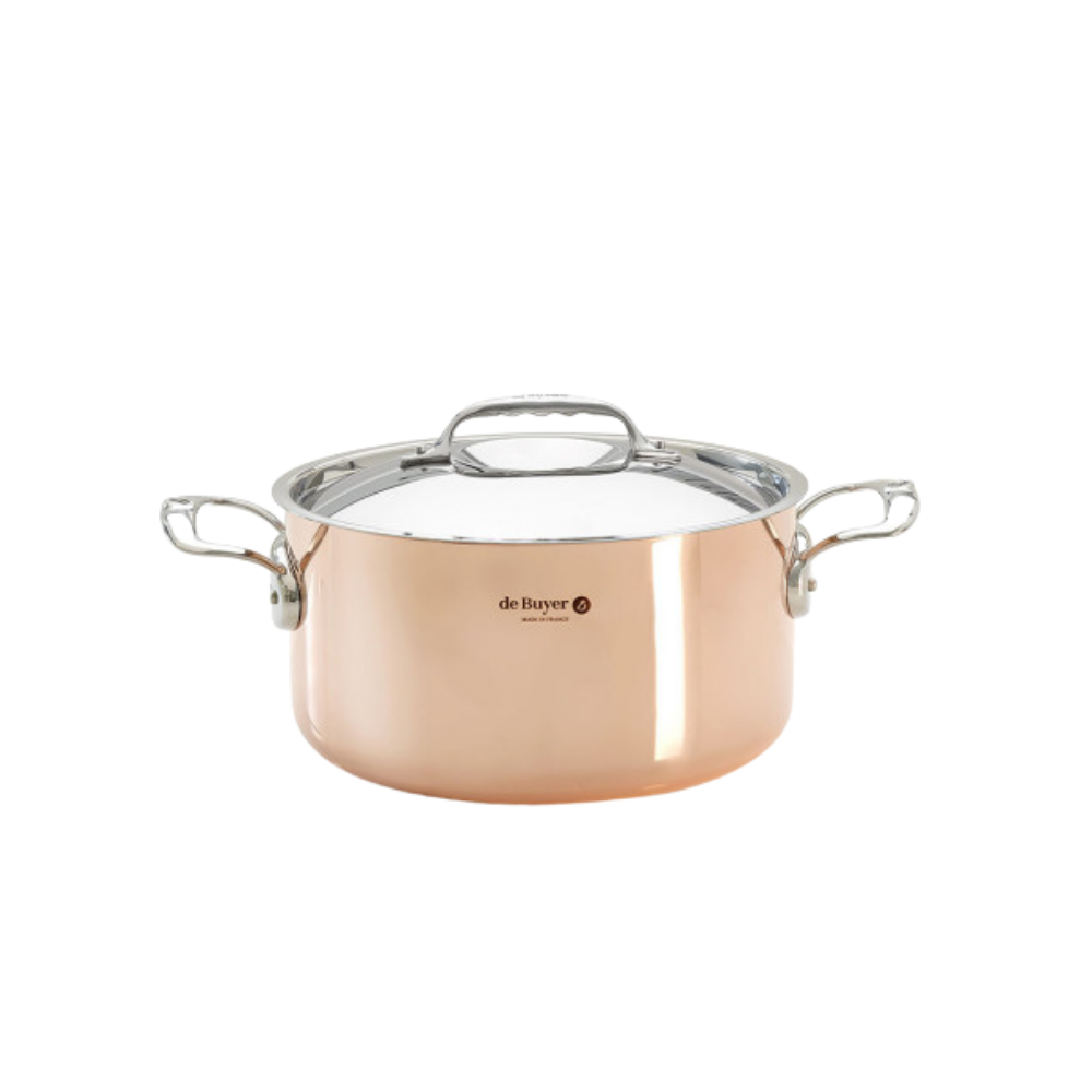 De Buyer | Inocuivre gryde m. låg & håndtag Ø24cm