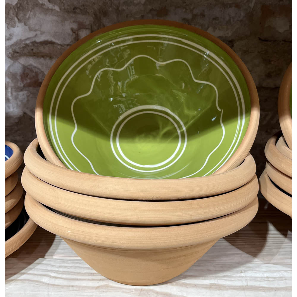 Birkerød Pottemageri | Æltefad, lysegrøn med mønster