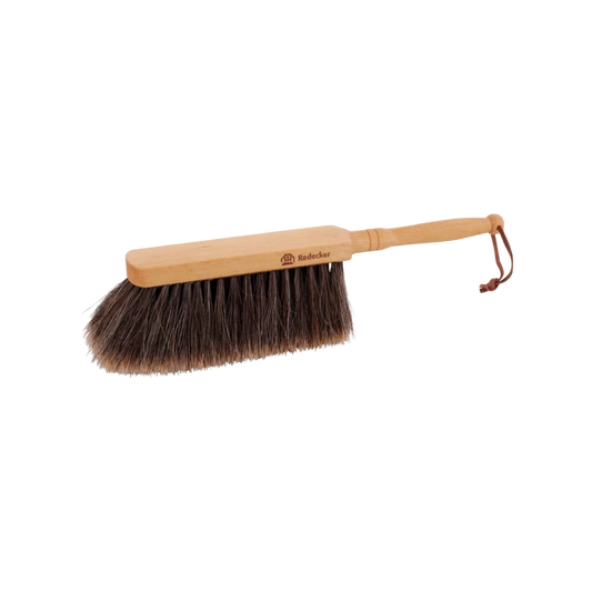 Håndfejekost i brunt hestehår, 30cm