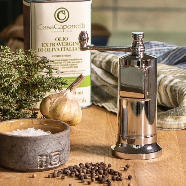 Peberkværn, blankt forkromet messing