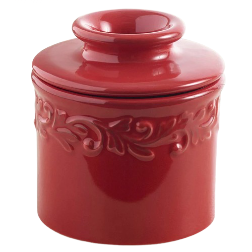 Smørkrukke med vand, antik rød