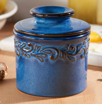 Smørkrukke med vand, denim blå