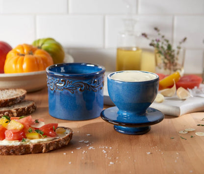 Smørkrukke med vand, denim blå