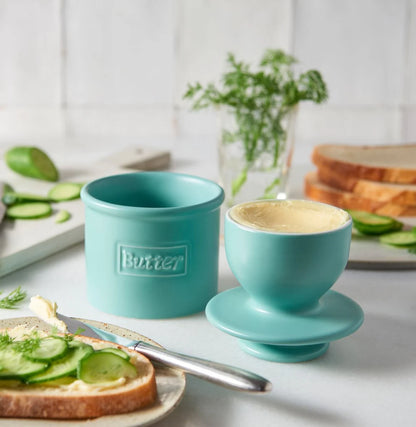 Smørkrukke med vand, søblå