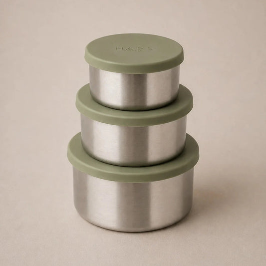 Haps rustfri stål bokse Olive, large, 3 stk.