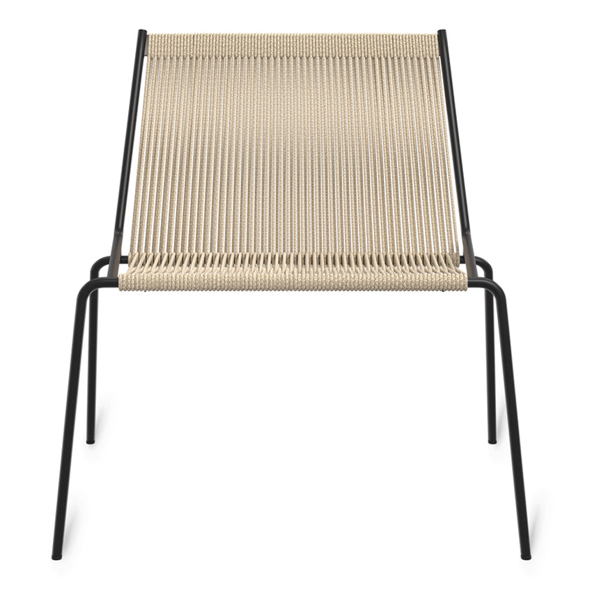 Noel | Lounge stol, sort / naturfarvet flagline i hør