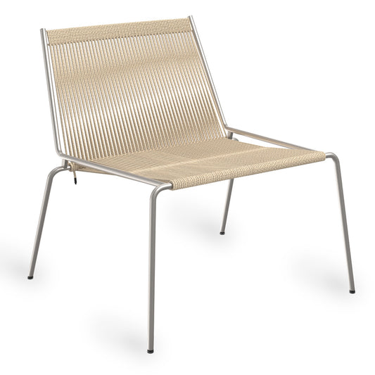 Noel | Lounge stol, børstet stål / naturfarvet flagline i hør