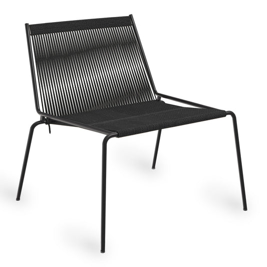 Noel | Lounge stol, sort / sort flagline i hør