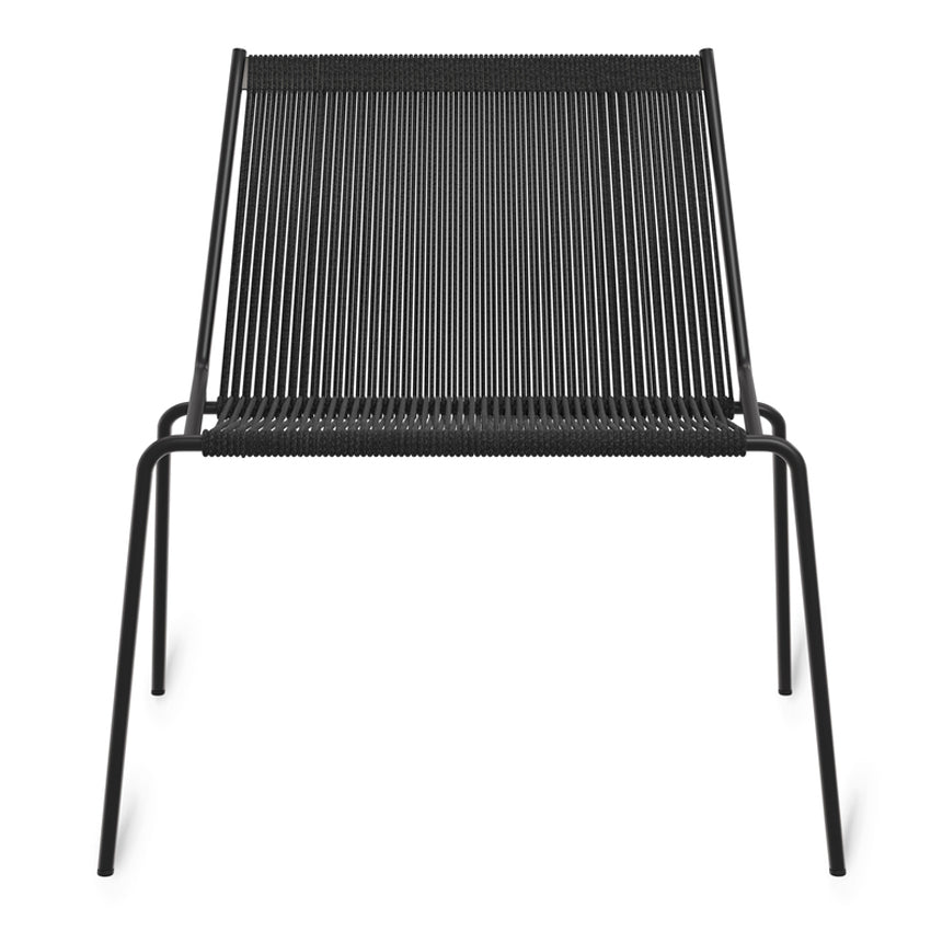 Noel | Lounge stol, sort / sort flagline i hør