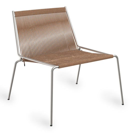 Noel | Lounge stol, børstet stål / lysebrun flagline i uld