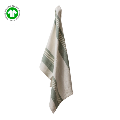 Klement | Viskestykke off white/dusty sage GOTS