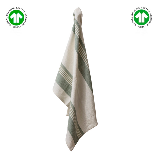 Klement | Viskestykke off white/dusty sage GOTS