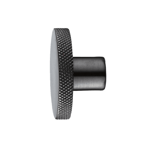 Knop | Greb/knage m. riflet mønster, sort, 4 cm