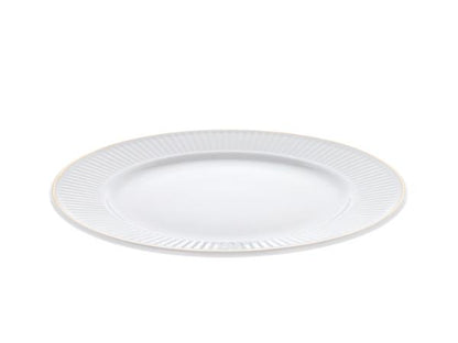 Pillivuyt Plissé Gold Tallerken flad Dia 22 cm Hvid/Mat guld