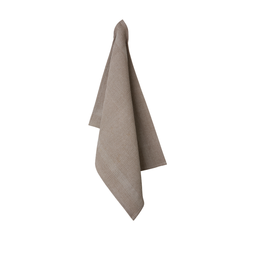 Vaffel | Køkkenhåndklæde I Øko Bomuld Brun/Hvid Håndklæde
