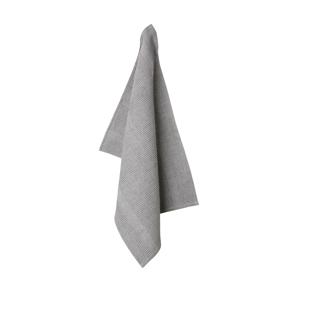 Vaffel | Køkkenhåndklæde I Øko Bomuld Grå/Hvid Håndklæde