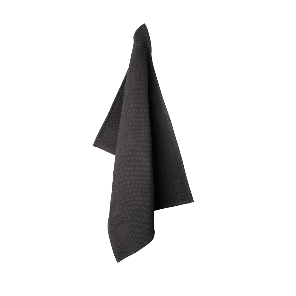 Vaffel | Køkkenhåndklæde I Øko Bomuld Sort Håndklæde