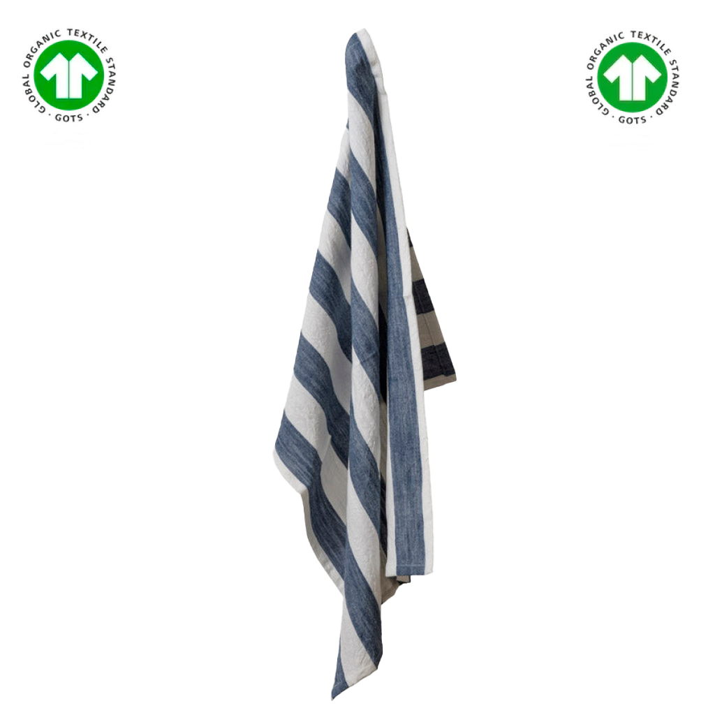 Valentin | Viskestykke off white/ocean GOTS