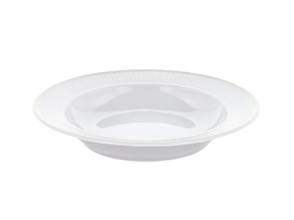 Pillivuyt Plissé Gold Tallerken, dyb, Dia 22 cm, Hvid/Mat guld