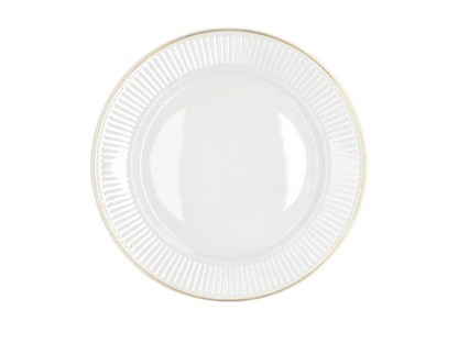 Pillivuyt Plissé Gold Tallerken, dyb, Dia 22 cm, Hvid/Mat guld